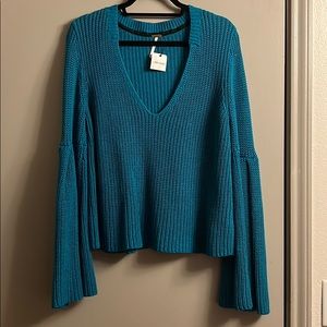 Free People Turquoise Sweater L